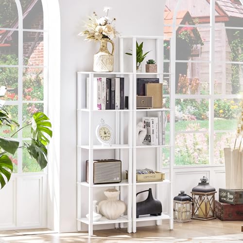 YUFAM 6 Tier Tall Skinny Bookshelf, Narrow Bookcase, Wooden Shelf, White - color: White, size: 6-Tier