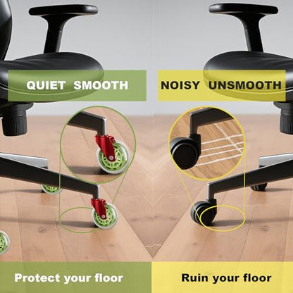 Office Chair Wheels Replacement Rubber Chair Casters Heavy Duty - color: Reds
