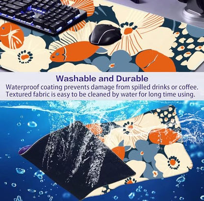 Ladies' Office Desk Cute Petal Keyboard Accessories Game Extended Mouse Pad | Large Extended Mouse Pad; Full Desk Coverage; Waterproof Coating; Stable Anti-Slide Base For Gaming, Office, Study Daily Use - color: Anime Flower