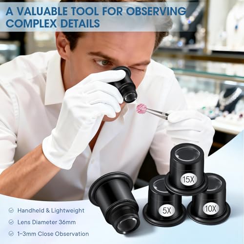 LXIANGN 4 Pcs Jewelers Loupe 5X/10X/15X/20X Portable Monocular Magnifier - color: 5x 10x 15x 20x