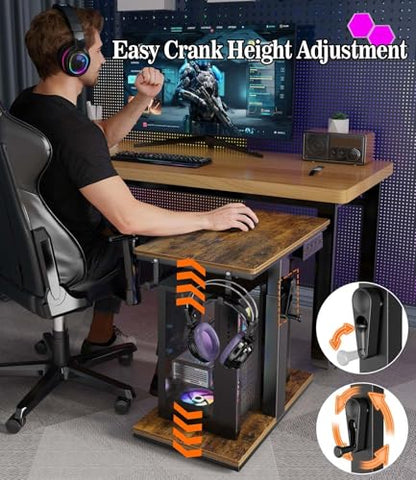 Computer Tower Stand with Charging Station & USB Ports