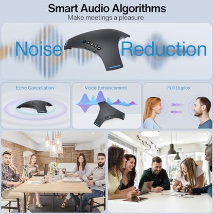 Conference Speaker and Microphone - Bluetooth Speakerphone with Daisy Chain, 360° Omnidirectional Voice Pickup, Echo & Noise Cancellation, Support Wireless Dongle, USB Connection, for Meeting Room