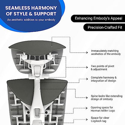 OFFICE LOGIX SHOP Embody Headrest Compatible with Herman Miller Embody Chair (Grey Rythem Fabric/White Frame) - color: Grey Rythem Fabric/White Frame