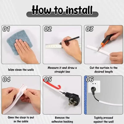 15mm 3M Invisible Adhesive Cable Raceway - Anti-Step Cord Protector Soft Wire Cover with Cap for Wall Home Office Use