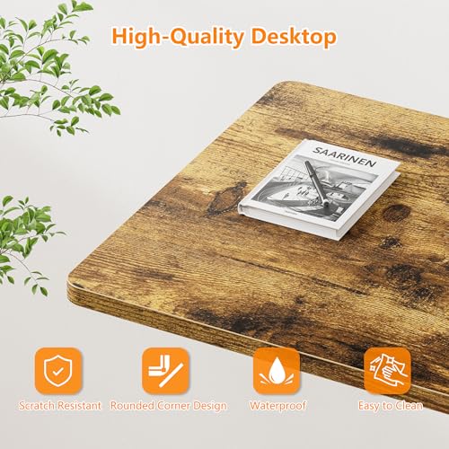 Standing Desk, 32 Inch Portable Small Desk Adjustable Height, Rustic | Rolling Home Office Desks with Wheels, Sit Stand Desk for Bedroom Walking Pad Home Office Small Space - color: Rustic