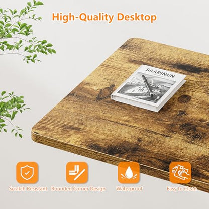 Standing Desk, 32 Inch Portable Small Desk Adjustable Height, Rustic | Rolling Home Office Desks with Wheels, Sit Stand Desk for Bedroom Walking Pad Home Office Small Space - color: Rustic