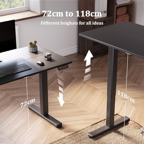 Claiks Electric Height Adjustable Standing Desk, 55x24 Inch, Black | Smooth Height Adjustment, 3 Memory Presets, Cable Management Hub&Hook, Stable Steel Frame, 176lbs Capacity, Easy Assembly - color: Black, size: 55