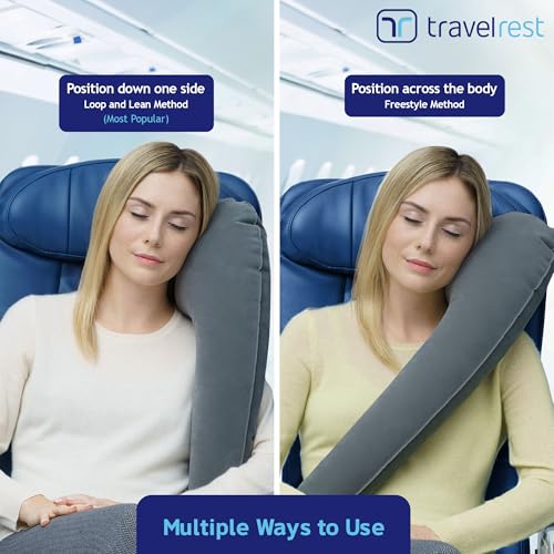 TRAVELREST Ultimate Inflatable Travel Pillow for Neck & Body - Grey - color: Grey, size: Standard (No Cover)