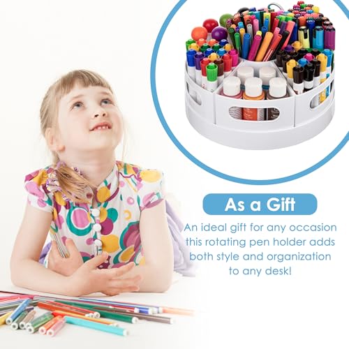 CraftGenes Rotating Art Supply Organizer, 7 Removable Compartments, White - color: White