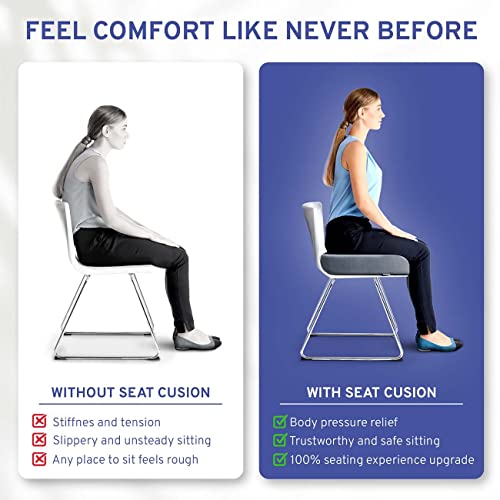 Seat Cushion Extra Large - Firm Memory Foam Chair Pad for Recliner, Wheelchair, Office Chair, Stadium, Bleacher, Car, Floor, Patio Furniture, Bariatric Overweight Users 19”x17”x3” - color: Grey