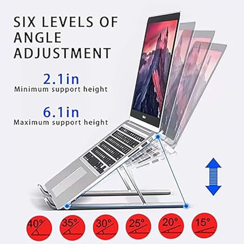 Laptop Stand for Desk,Adjustable Laptop Riser Aluminum Alloy+Silicone Foldable Portable Notebook Holder, Ventilated Cooling Notebook Mount Computer Stand for 10-15.6 inch Laptopsd