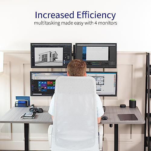 VIVO Quad 13 to 30 inch Monitor Free-Standing Mount, Fully Adjustable Desk Stand, Holds 4 Flat or Curved Display Screens, STAND-V004F - size: Quad Mount