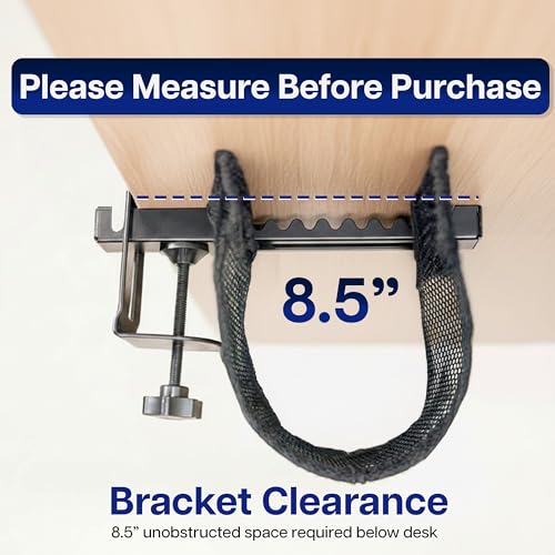 VIVO No Drill Clamp-on 24 inch Mesh Net Under Desk Cable Management Wire Organizer, Adjustable Home Office Standing Desk Cord Storage Sleeve, Black, DESK-AC24MH (Pack of 2) - size: 24" (Pack of 2)