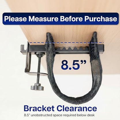 VIVO No Drill Clamp-on 24 inch Mesh Net Under Desk Cable Management Wire Organizer, Adjustable Home Office Standing Desk Cord Storage Sleeve, Black, DESK-AC24MH (Pack of 2) - size: 24" (Pack of 2)