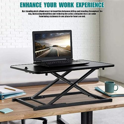 PayLessHere 29" Standing Desk Converter Height Adjustable Desk Riser | Computer Workstation Standard Office Stand Up Desktop Gas Lift Sit-Stand Large Working Area Platform Riser - size: 29 In