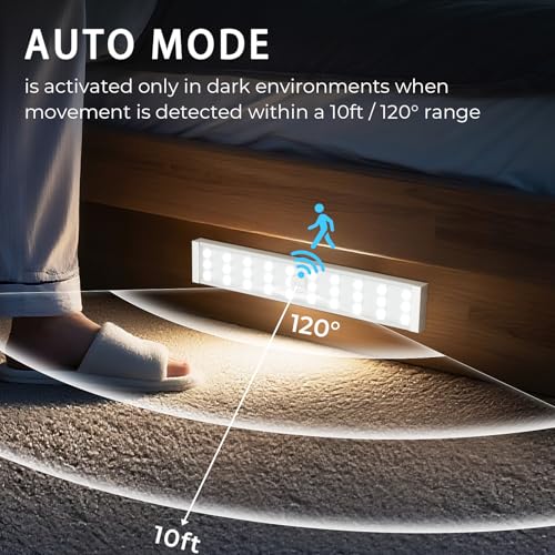 4 Pack Under Cabinet Lights, Rechargeable Motion Sensor Light Indoor Magnetic Closet Lights, Under Counter Lights for Kitchen, Wardrobe, Hallway, Stairs - size: 8.4inch-4Pack