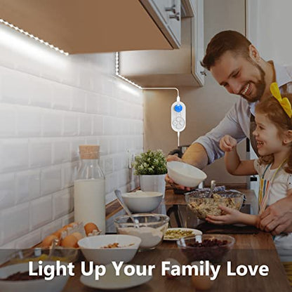 Motion Sensor Under Cabinet Lights Plug-in LED Strip Lights Indoor Cold White 6000K Super Bright 2000lm with 12V Adapter, Dimmer and Timer for Kitchen Cabinet, Shelf, Wardrobe, Stairway… - size: 16.4FT 1 PACK