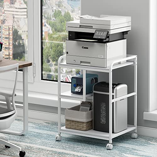 Fannova Large Printer & PC Tower Stand with Wheels for Home Office Storage - color: White