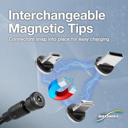 BoxWave Cable Compatible with Logitech Spotlight Presentation Remote - MagnetoSnap AllCharge Cable, Magnet Charging Cable USB Type-C Micro USB - Jet Black