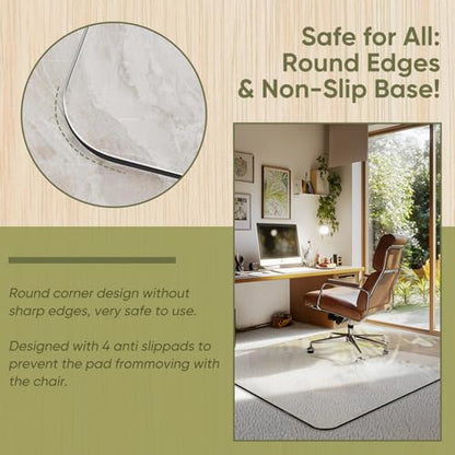 Office Chair Mat for Carpet & Hardwood, Upgraded 40" x 60" Dual Use Tempered Glass Chair Mat for Chair and Footrest Under Desk - size: 40"x60"