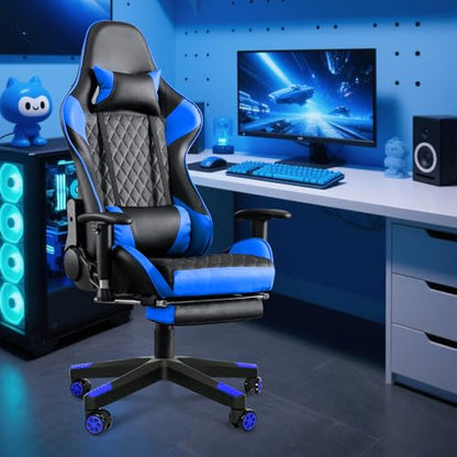 28" Heavy Duty Nylon Gaming Office Chair Base Replacement Part with Wheels | Computer Chair Base Legs with 5 Casters - color: Blue