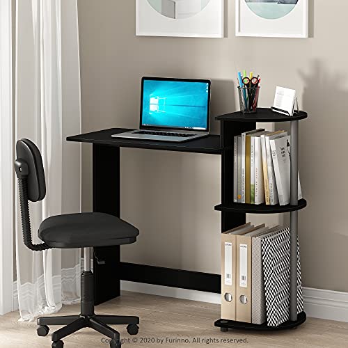 Furinno Compact 29-Inch Computer Desk, Gaming Desk with Shelves, Office Desk with Book Shelf, for Home Office, Study Room, Dorm, Bedroom, Black - color: Classic Black/Grey, size: 28.5-in with 3 Rounded Shelves