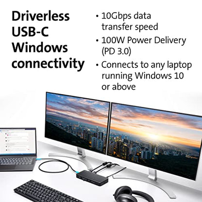 Kensington Triple Display USB-C Docking Station with 100W PD for Dell, HP, Lenovo, Acer, ASUS, Razer, Surface (Black) | 100W power delivery, compatible with Dell, HP, Lenovo, Acer, ASUS, Razer, Surface laptops - style: USB-C Triple Display 100W