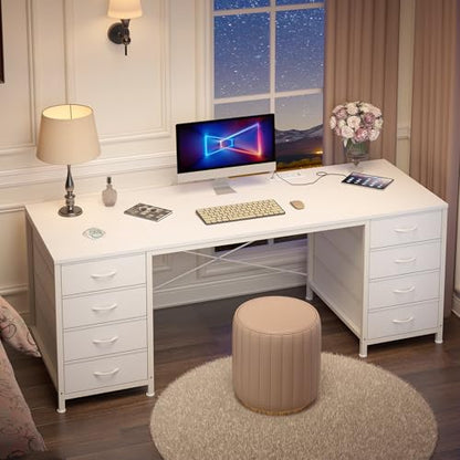 60 Inch Computer Desk with 8 Drawers for Home Office, Bedroom, Living Room - color: White, size: 18.9"D x 59.8"W x 29.3"H