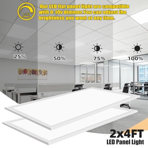 2x4 LED Flat Panel Light 7800LM 5000K 0-10V Dimmable ETL Listed 8 Pack