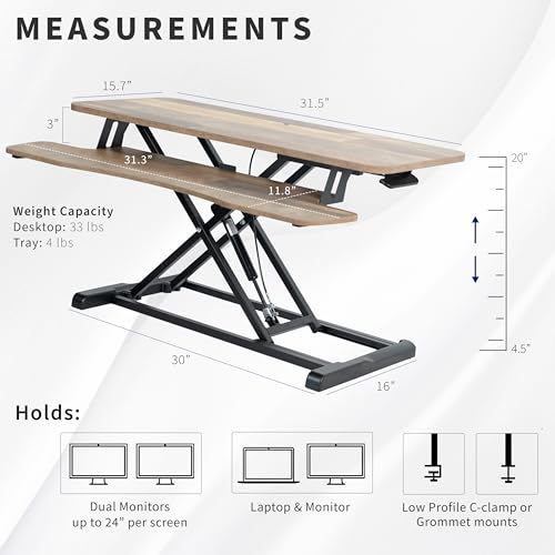 VIVO Reclaimed Wood 32 inch Desk Converter, DESK-V000KP - color: Reclaimed Wood, size: 32"