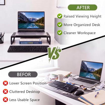 Wenqik Solid Pine Wood Laptop Riser, 14.2" Wooden Laptop Stand for Desk - style: Hexagonal Design