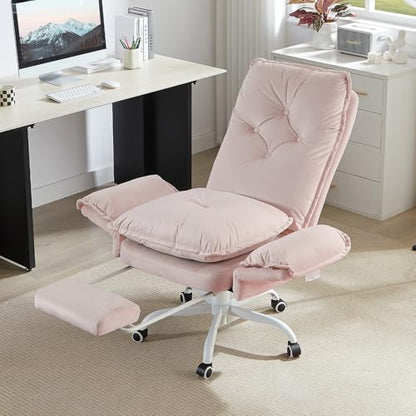 Bestier High Back Executive Chair with Flip-Up Armrests Wheel, Pink Velvet - color: Pink Velvet