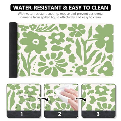iCasso Desk Mat, Desk Matt for Desktop, Cute Desk Pad Mat, Green Flowers - color: Green Flowers