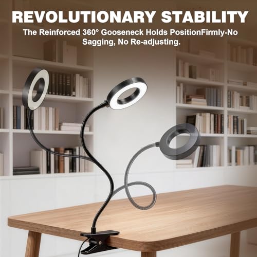 LED Desk Lamp with Clamp, Clip on Book Light for Reading