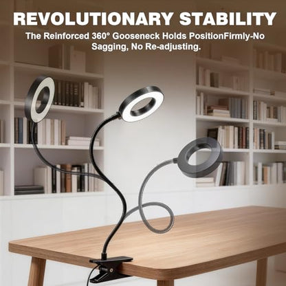 LED Desk Lamp with Clamp, Clip on Book Light for Reading