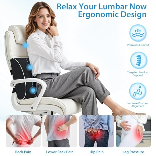 SweetSlubr Lumbar Support Pillow for Office Chair, Back Support(Black,XL) - color: Black, size: X-Large