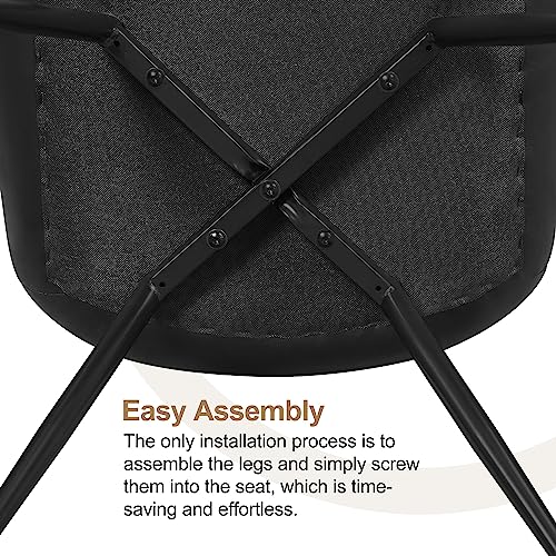 Yaheetech Dining Chairs Set of 4 Mid Century Modern Kitchen Chairs Black | Faux Leather Upholstered Dining Room Chairs with Metal Legs and Curved Backrest, Armless Side Chairs for Kitchen Living Room - color: Black, size: Set of 4