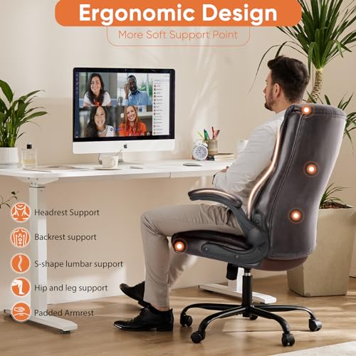 Sweetcrispy Heavy Duty Office Chair, Gaming Desk Chair 2 Pack - color: Dark Brown, style: Set of 2
