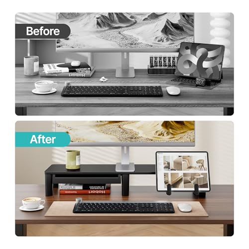 PEGZONE Ergonomic Monitor Stand Riser with Storage Drawer