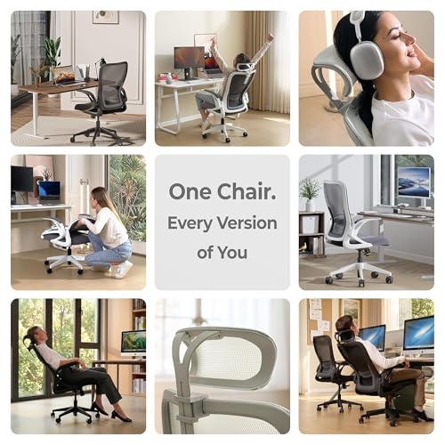 Tervo Model U - Folding Office Chair - Ergonomic Design for Small Spaces - color: H- White & Grey