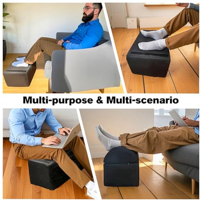 Ergonomic Adjustable Height Foot Rest for Under Desk Office & Home Comfortable Footrest with Breathable & Washable Mesh Cover Non-Slip Base Two-Layer Design