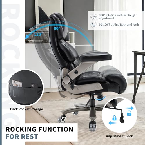700lbs Big and Tall Office Chair, Large Heavy Duty Computer Desk Chair - color: Black