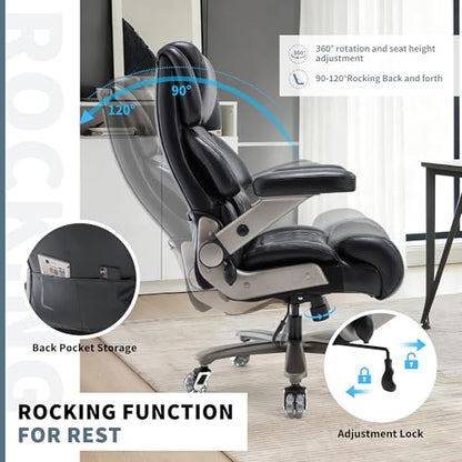 700lbs Big and Tall Office Chair, Large Heavy Duty Computer Desk Chair - color: Black