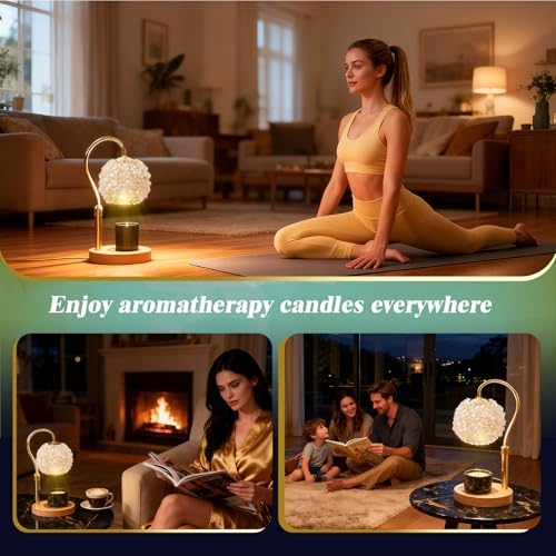 Crystal Candle Warmer Lamp,Luxury Adjustable Timer & Dimmer[White] | Crystal elegance. Adjustable height fits jars. Timer & dimmer safe melt. 2 bulbs & heat-proof base. Luxury decor. - color: White1