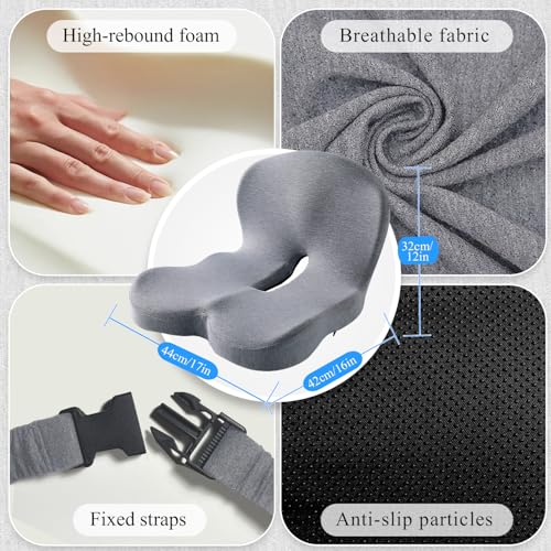 Seat Cushion with Lumbar Support Pillow, Back and Seat Cushion for Office - color: Light Gray