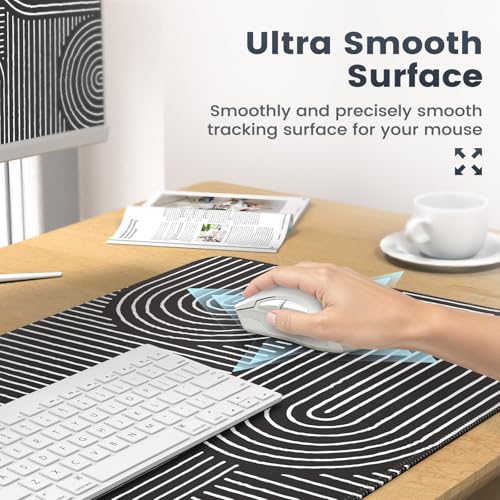iCasso Black Desk Mat, Large Mouse Pad for Desk, Computer Pad for Desktop - color: Line-Black