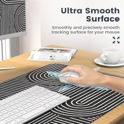 iCasso Black Desk Mat, Large Mouse Pad for Desk, Computer Pad for Desktop - color: Line-Black