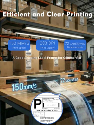 Forc Bluetooth Thermal Shipping Label Printer, 4x6, Black | Wireless, Compatible with Android, iPhone, Windows & Mac, For Small Business, Works with Amazon, Etsy, USPS - color: Black