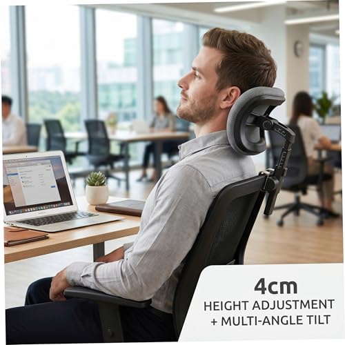 Office Chair Headrest Attachment, Breathable Office Chair Headrest No-Drill Adjustable Neck Support for Women Men, S with - color: S