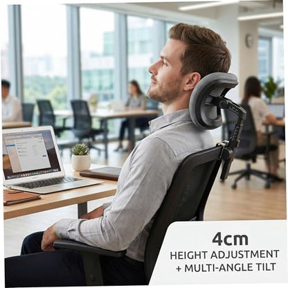 Office Chair Headrest Attachment, Breathable Office Chair Headrest No-Drill Adjustable Neck Support for Women Men, S with - color: S